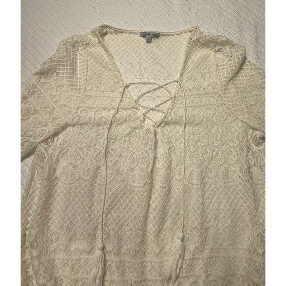 VTG Charlotte Russe Crotchet Prairie‎ Blouse/Bell Sleeve, Y2K Boho Festival LG - Picture 2 of 4